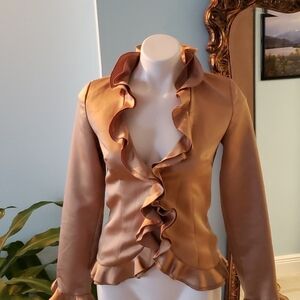 Gold Satin Ruffle Blouse Spenser Jeremy